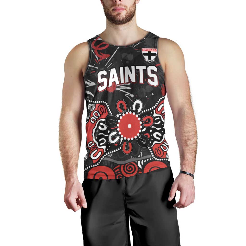 Personalized St Kilda Saints Men Tank Top Aboriginal Dot Painting Graffiti Style