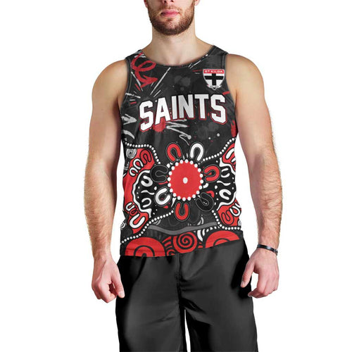 Personalized St Kilda Saints Men Tank Top Aboriginal Dot Painting Graffiti Style