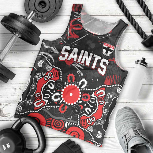 Personalized St Kilda Saints Men Tank Top Aboriginal Dot Painting Graffiti Style