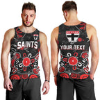 Personalized St Kilda Saints Men Tank Top Aboriginal Dot Painting Graffiti Style