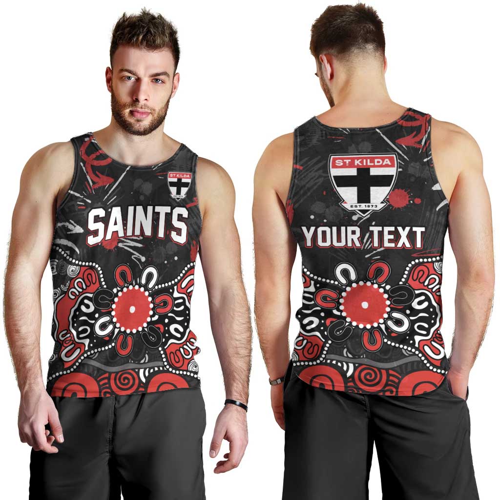 Personalized St Kilda Saints Men Tank Top Aboriginal Dot Painting Graffiti Style