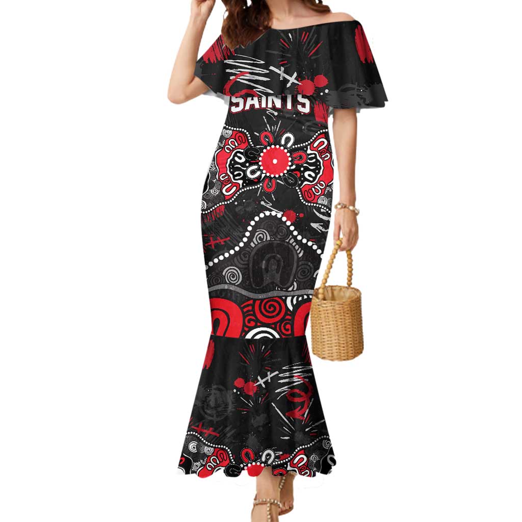 Personalized St Kilda Saints Mermaid Dress Aboriginal Dot Painting Graffiti Style