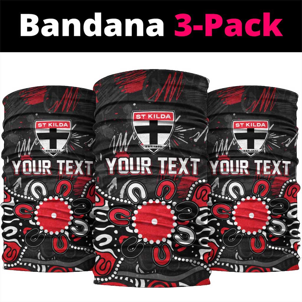 Personalized St Kilda Saints Neck Gaiter Aboriginal Dot Painting Graffiti Style