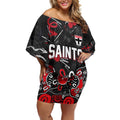Personalized St Kilda Saints Off Shoulder Short Dress Aboriginal Dot Painting Graffiti Style