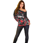 Personalized St Kilda Saints Off Shoulder Sweater Aboriginal Dot Painting Graffiti Style