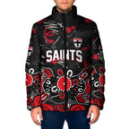 Personalized St Kilda Saints Padded Jacket Aboriginal Dot Painting Graffiti Style