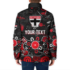 Personalized St Kilda Saints Padded Jacket Aboriginal Dot Painting Graffiti Style