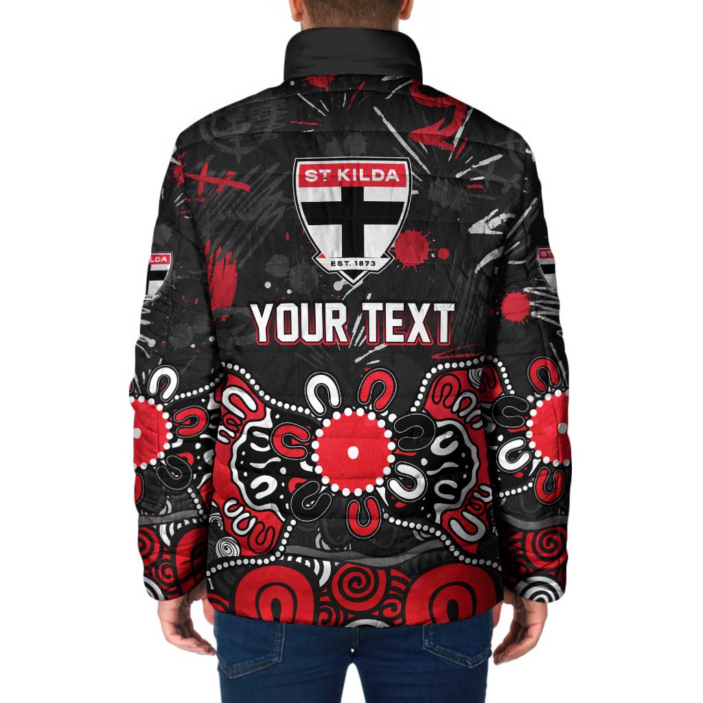Personalized St Kilda Saints Padded Jacket Aboriginal Dot Painting Graffiti Style
