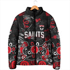 Personalized St Kilda Saints Padded Jacket Aboriginal Dot Painting Graffiti Style