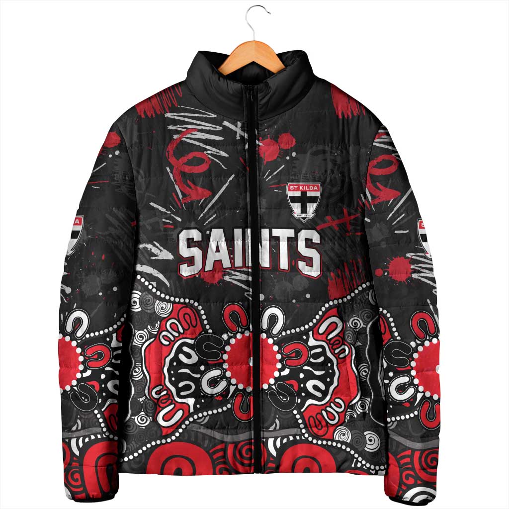 Personalized St Kilda Saints Padded Jacket Aboriginal Dot Painting Graffiti Style