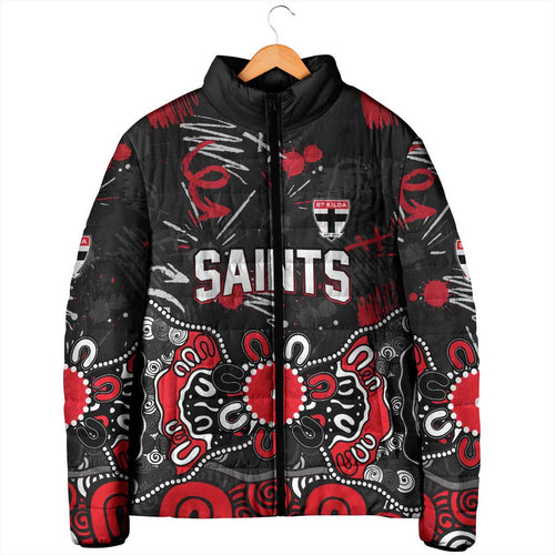 Personalized St Kilda Saints Padded Jacket Aboriginal Dot Painting Graffiti Style