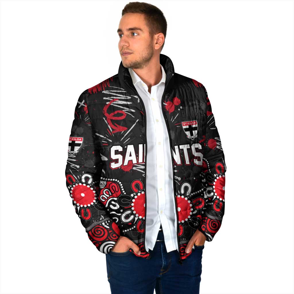 Personalized St Kilda Saints Padded Jacket Aboriginal Dot Painting Graffiti Style