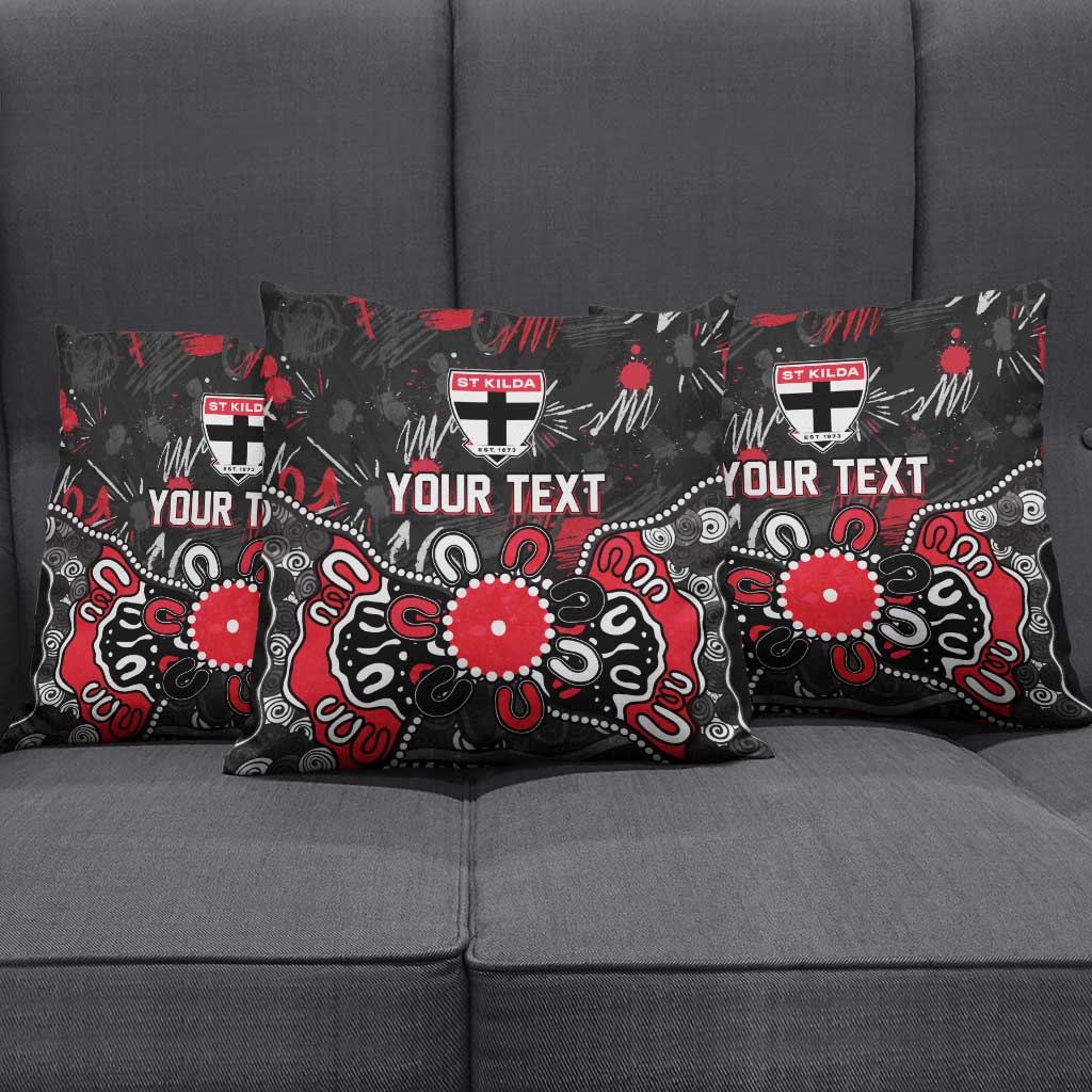 Personalized St Kilda Saints Pillow Cover Aboriginal Dot Painting Graffiti Style