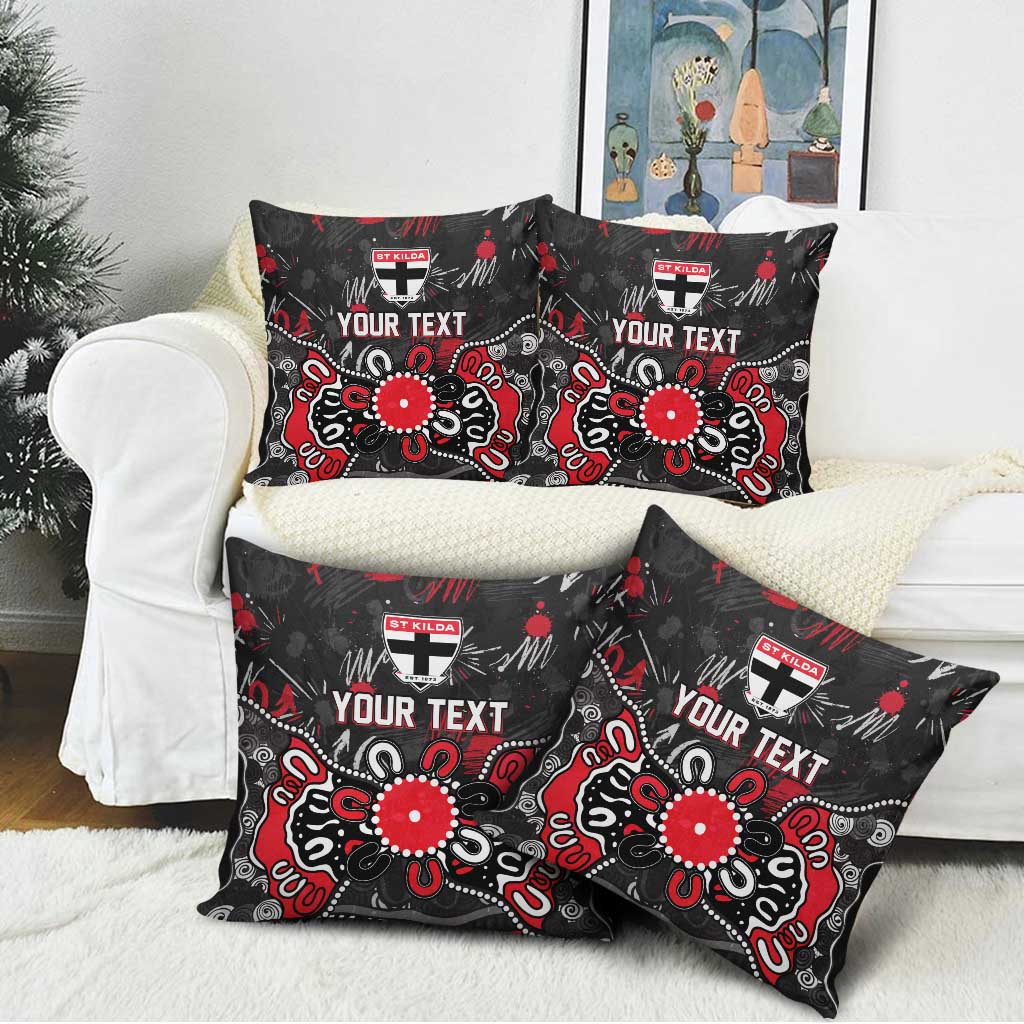 Personalized St Kilda Saints Pillow Cover Aboriginal Dot Painting Graffiti Style