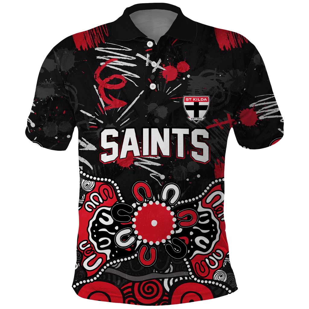 Personalized St Kilda Saints Polo Shirt Aboriginal Dot Painting Graffiti Style