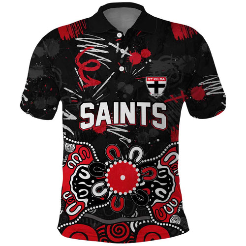 Personalized St Kilda Saints Polo Shirt Aboriginal Dot Painting Graffiti Style