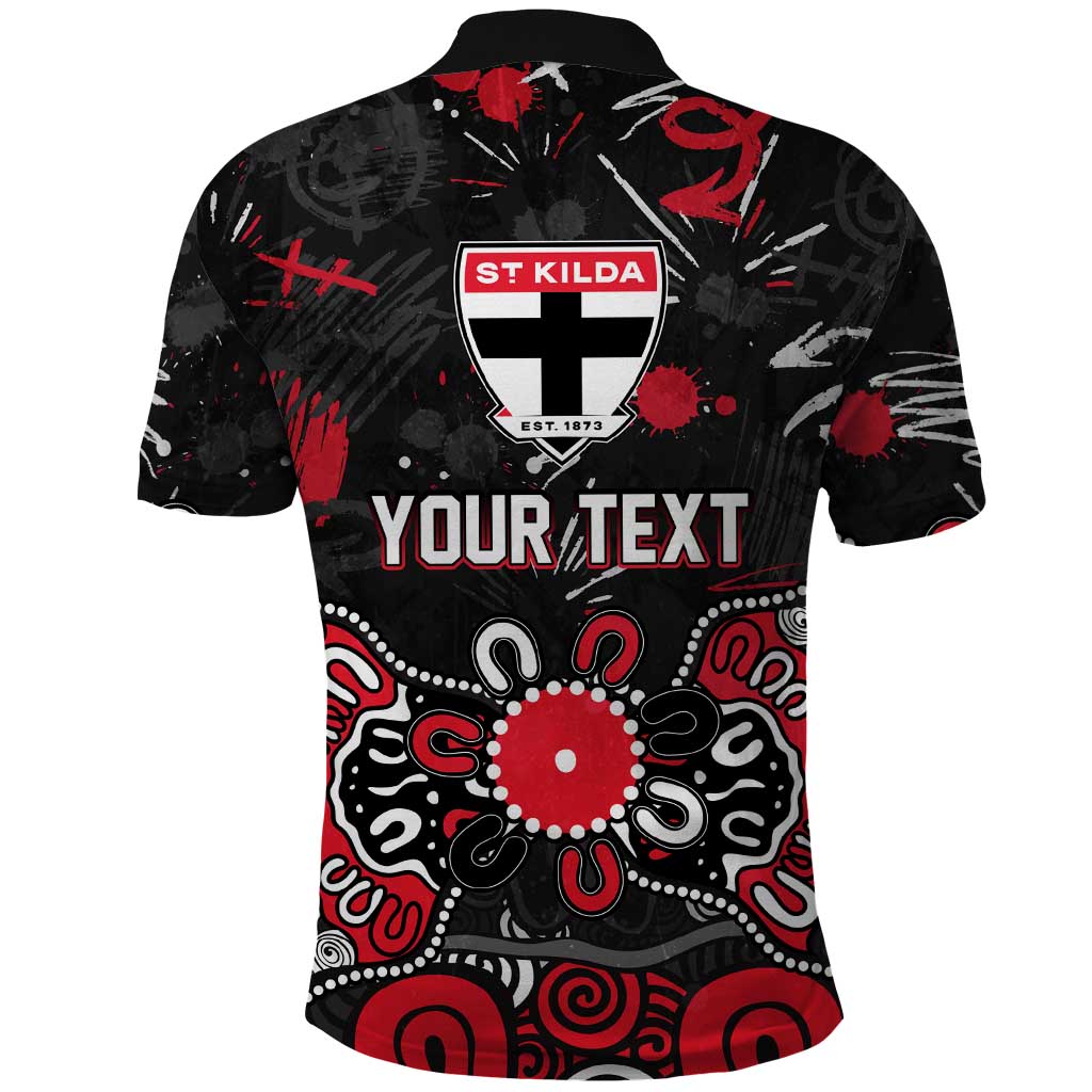 Personalized St Kilda Saints Polo Shirt Aboriginal Dot Painting Graffiti Style