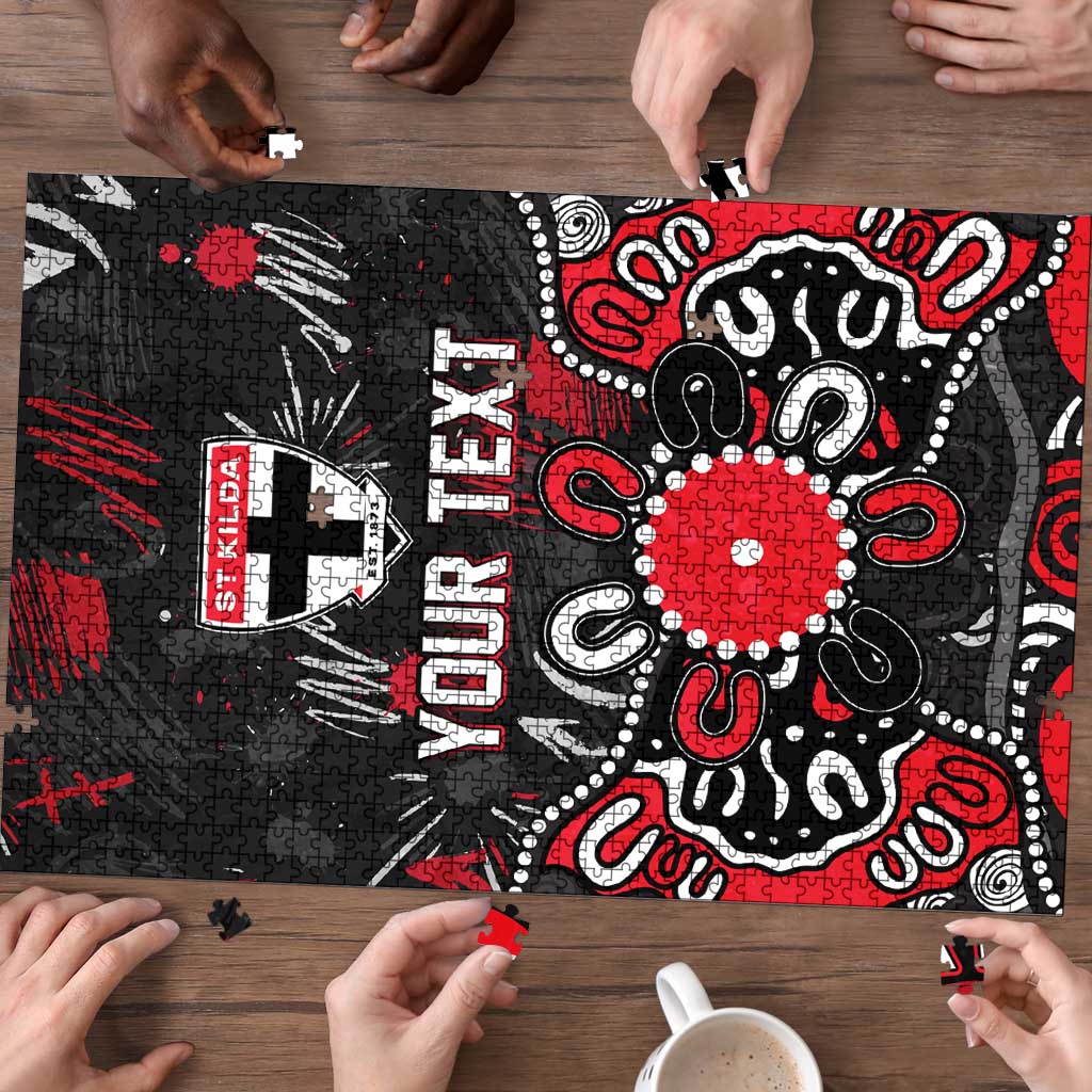 Personalized St Kilda Saints Puzzle Aboriginal Dot Painting Graffiti Style