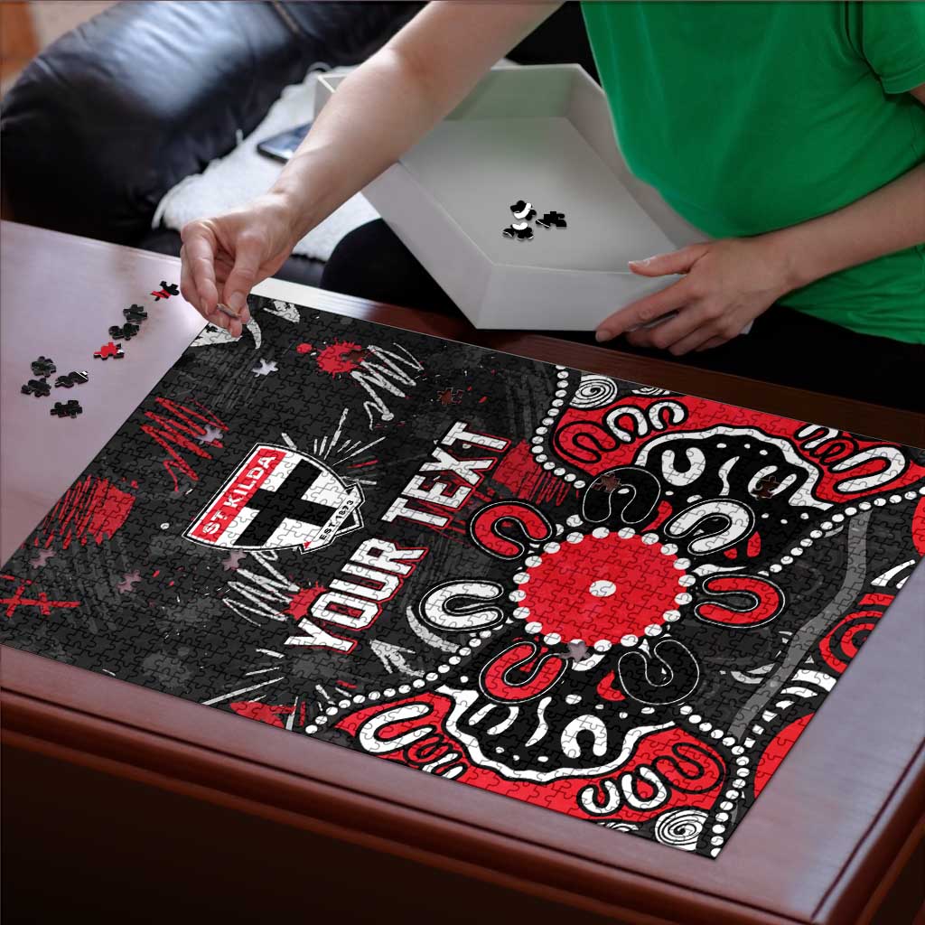 Personalized St Kilda Saints Puzzle Aboriginal Dot Painting Graffiti Style