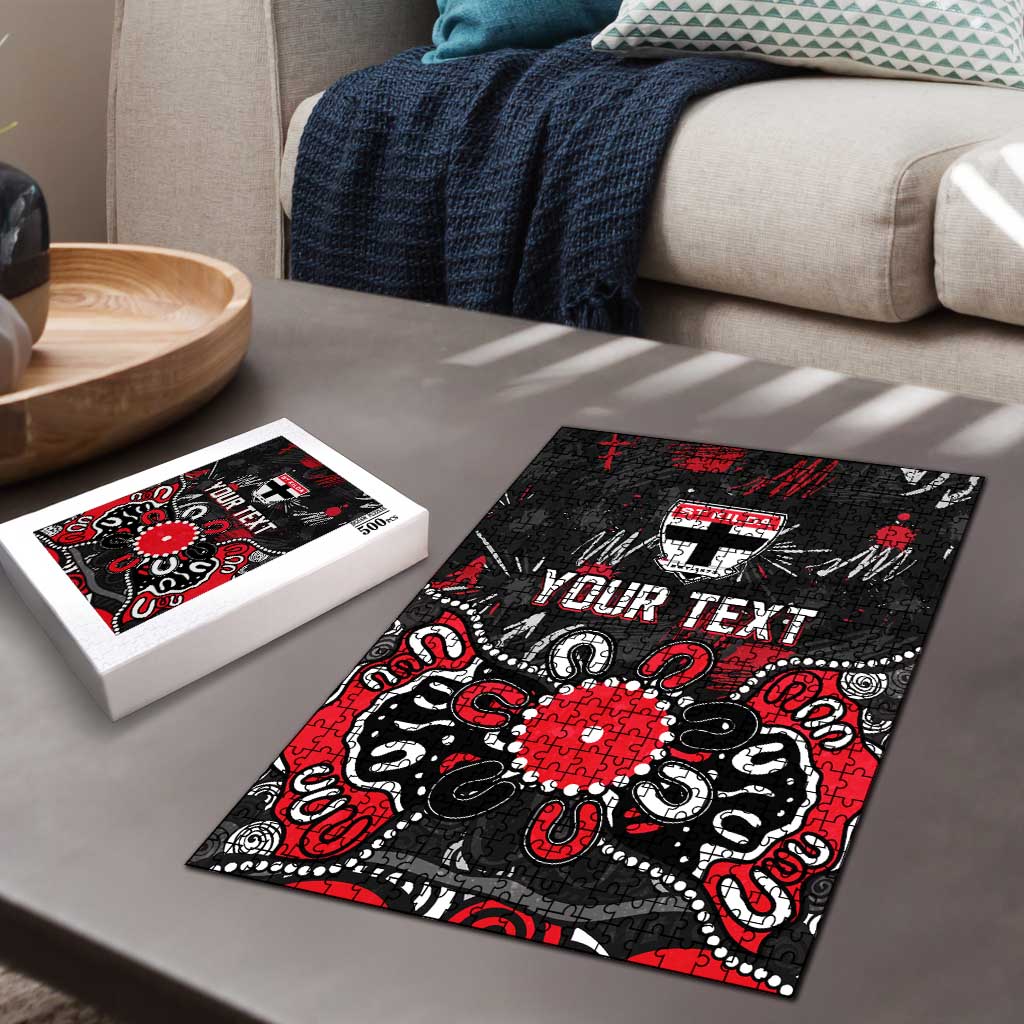 Personalized St Kilda Saints Puzzle Aboriginal Dot Painting Graffiti Style
