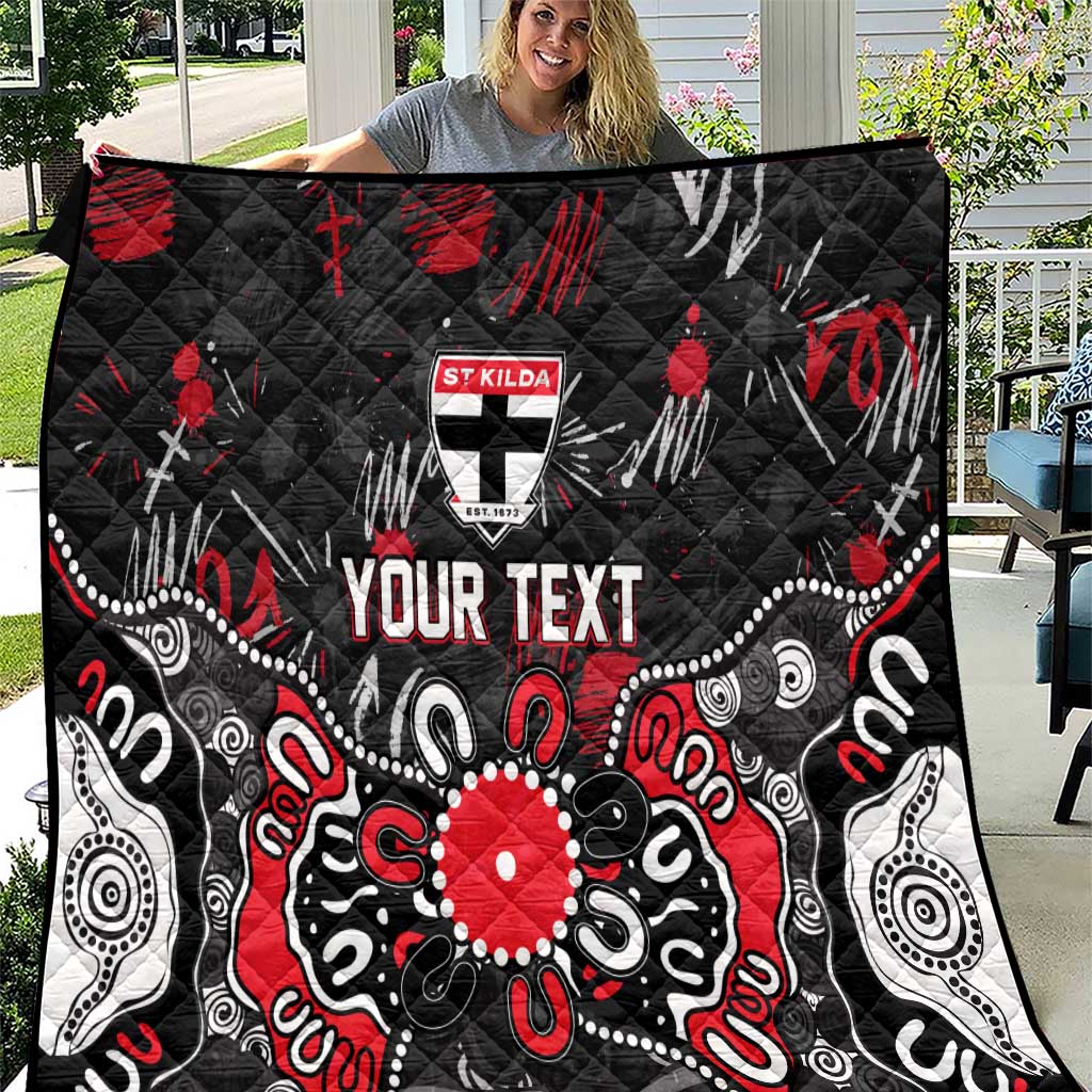 Personalized St Kilda Saints Quilt Aboriginal Dot Painting Graffiti Style