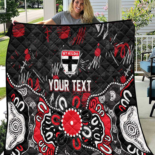 Personalized St Kilda Saints Quilt Aboriginal Dot Painting Graffiti Style