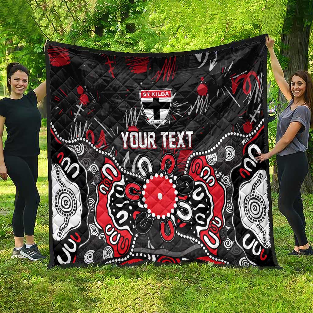 Personalized St Kilda Saints Quilt Aboriginal Dot Painting Graffiti Style
