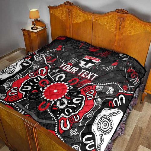 Personalized St Kilda Saints Quilt Aboriginal Dot Painting Graffiti Style