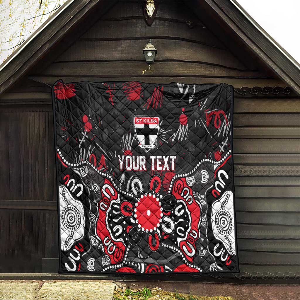 Personalized St Kilda Saints Quilt Aboriginal Dot Painting Graffiti Style