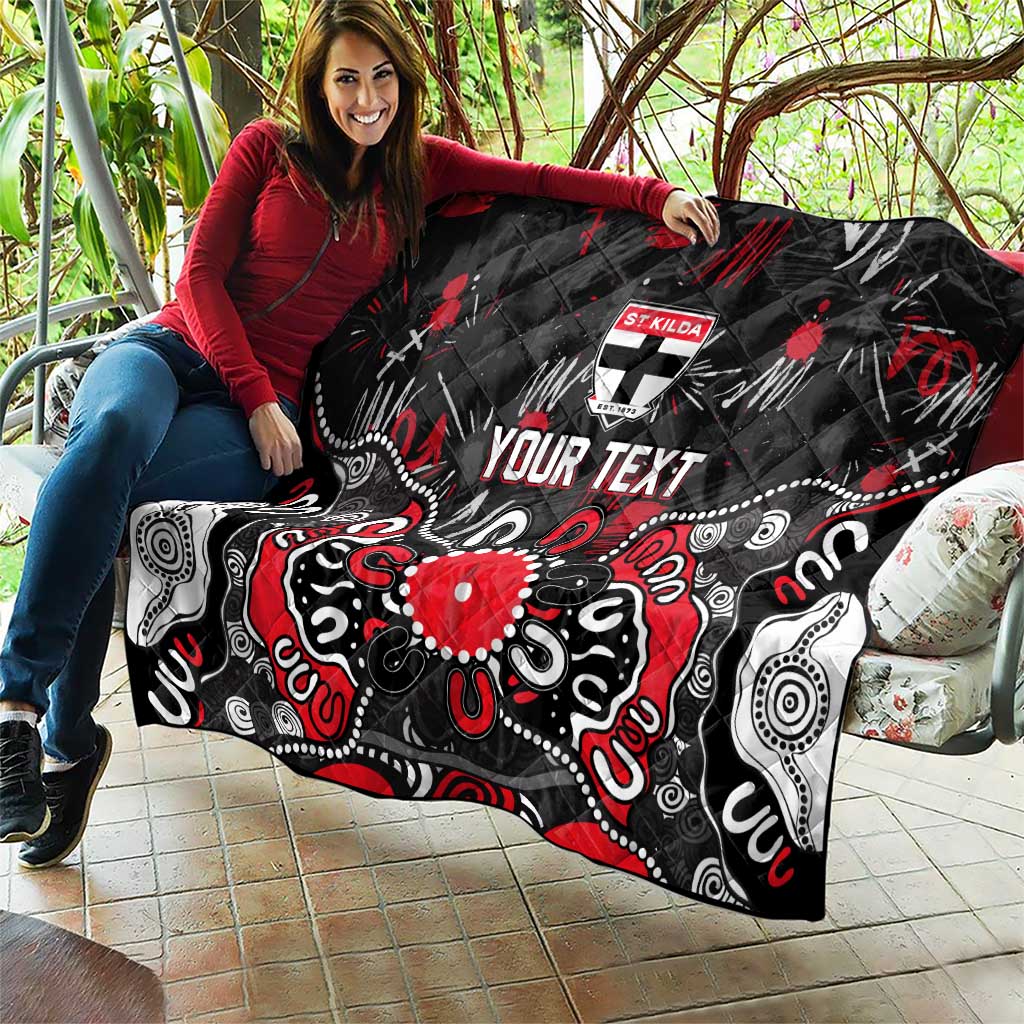 Personalized St Kilda Saints Quilt Aboriginal Dot Painting Graffiti Style