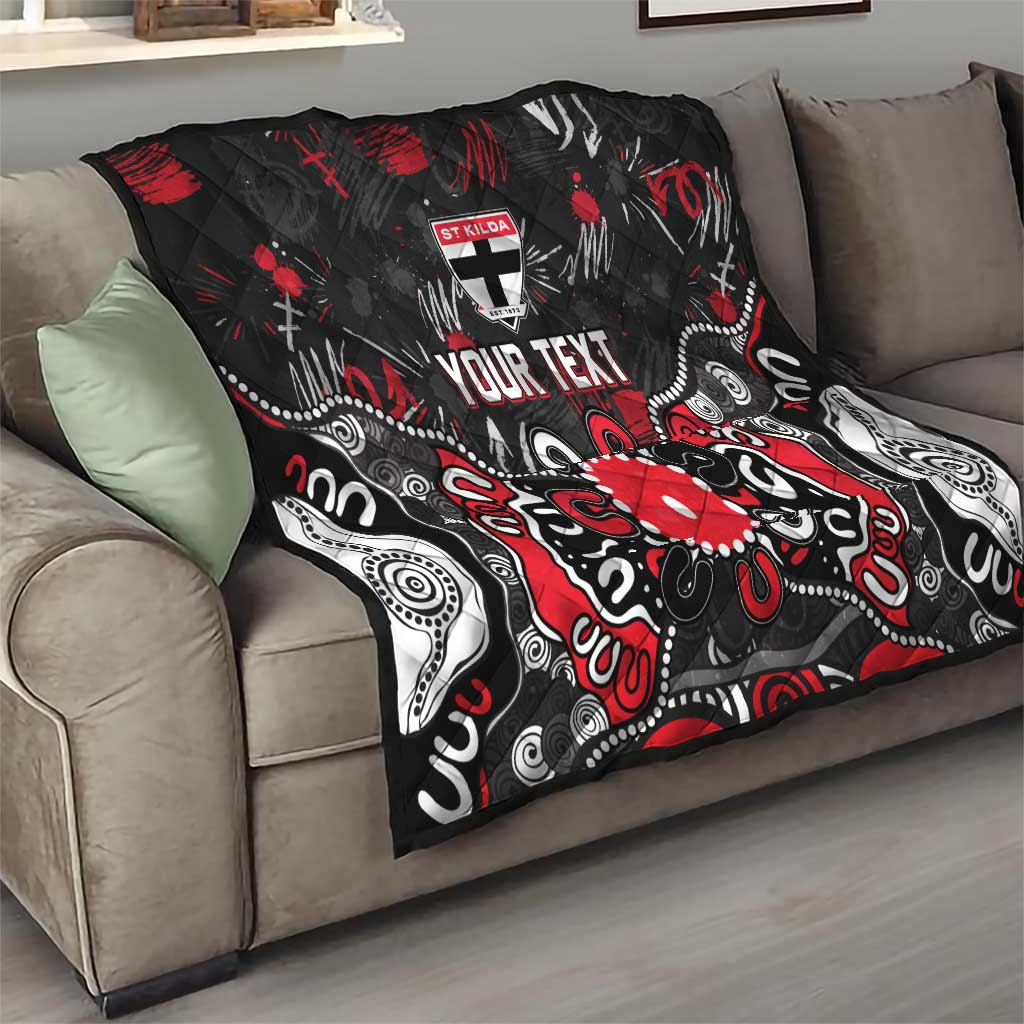 Personalized St Kilda Saints Quilt Aboriginal Dot Painting Graffiti Style