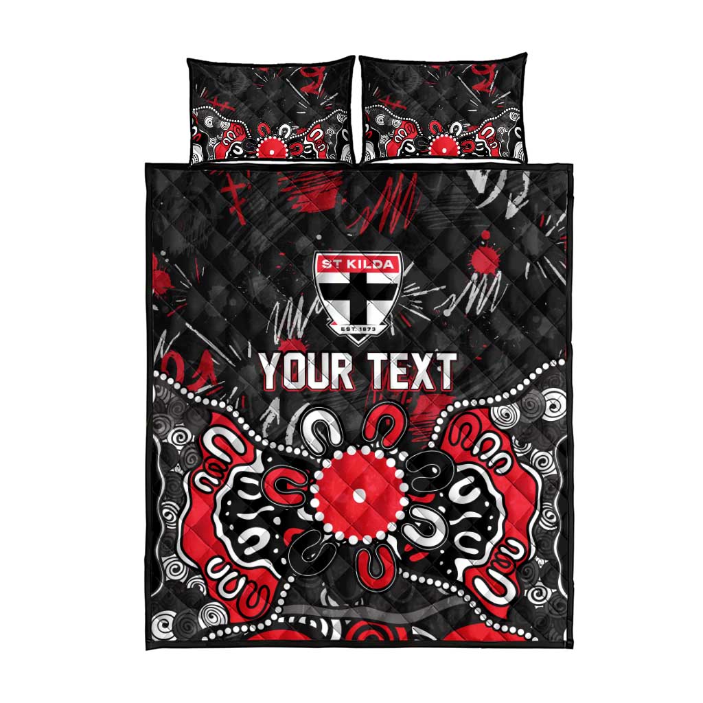 Personalized St Kilda Saints Quilt Bed Set Aboriginal Dot Painting Graffiti Style