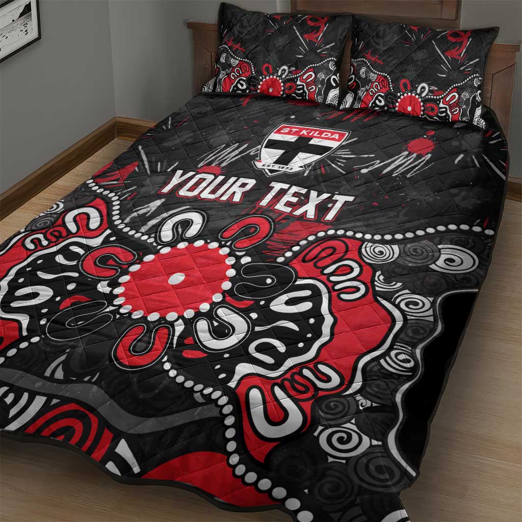 Personalized St Kilda Saints Quilt Bed Set Aboriginal Dot Painting Graffiti Style