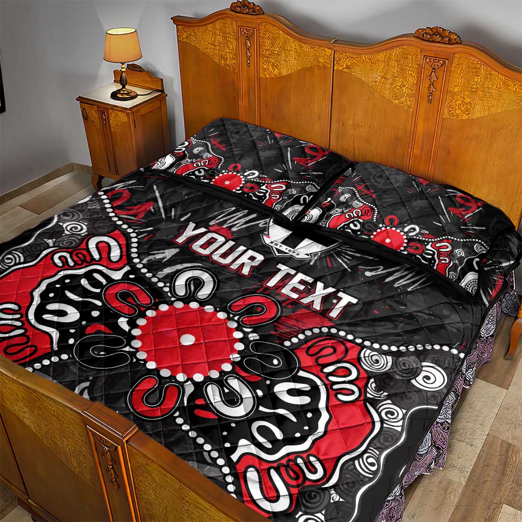 Personalized St Kilda Saints Quilt Bed Set Aboriginal Dot Painting Graffiti Style