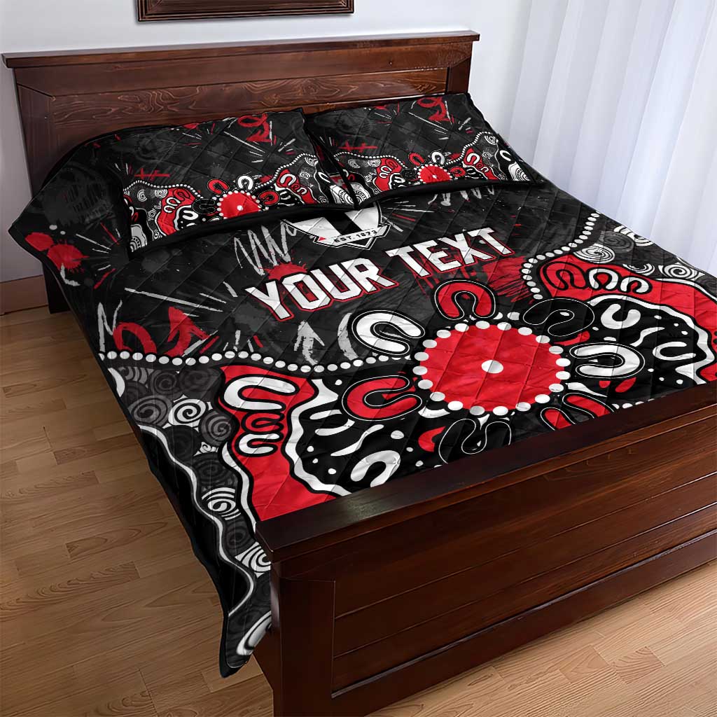Personalized St Kilda Saints Quilt Bed Set Aboriginal Dot Painting Graffiti Style