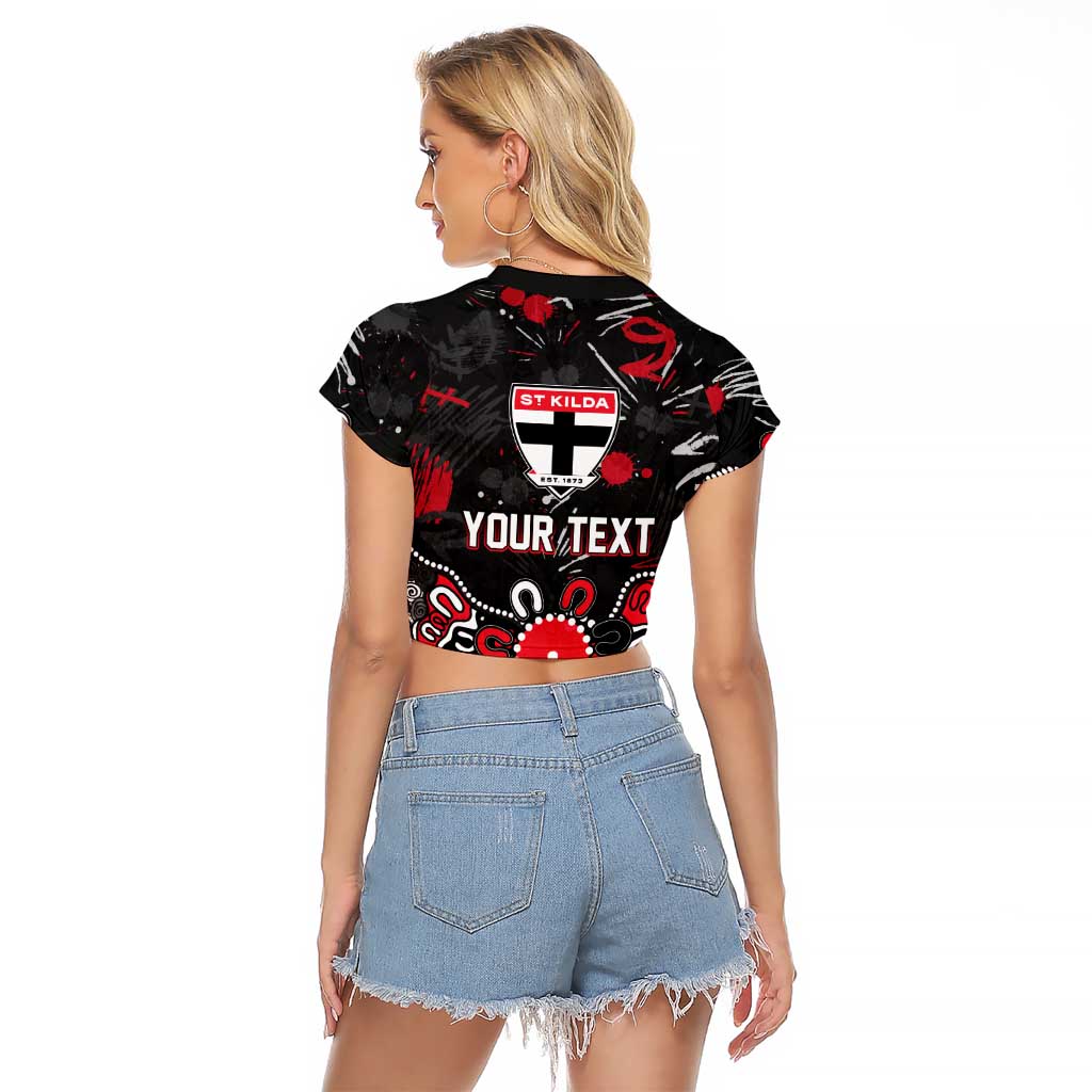 Personalized St Kilda Saints Raglan Cropped T Shirt Aboriginal Dot Painting Graffiti Style