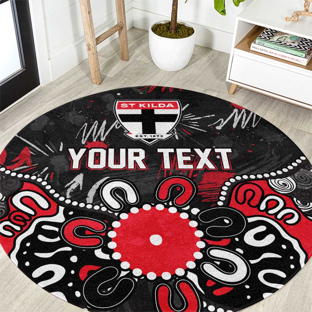 Personalized St Kilda Saints Round Carpet Aboriginal Dot Painting Graffiti Style