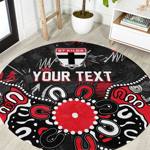 Personalized St Kilda Saints Round Carpet Aboriginal Dot Painting Graffiti Style