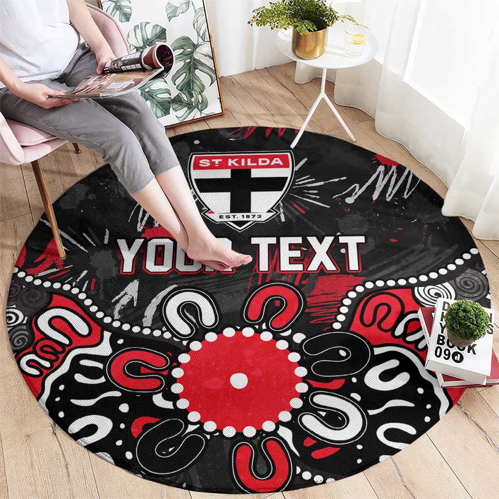 Personalized St Kilda Saints Round Carpet Aboriginal Dot Painting Graffiti Style