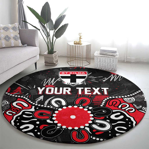 Personalized St Kilda Saints Round Carpet Aboriginal Dot Painting Graffiti Style