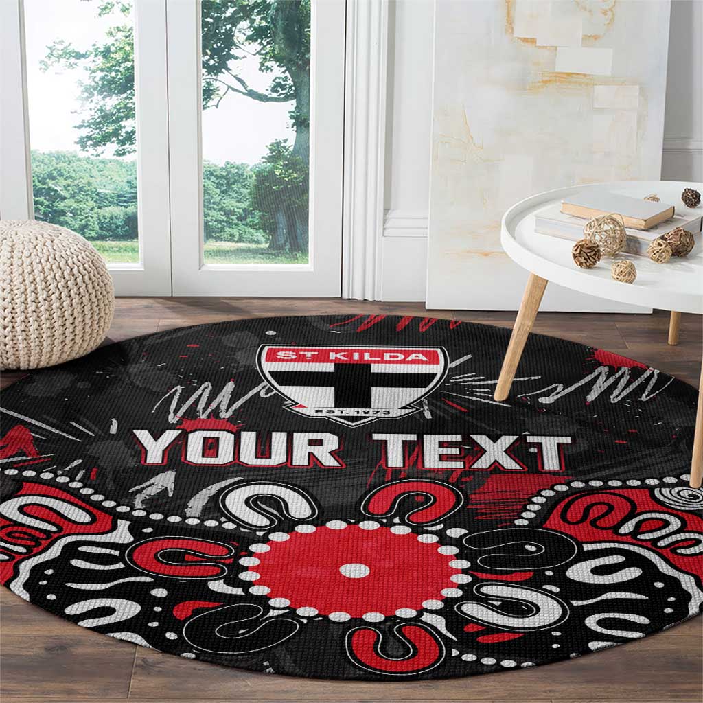 Personalized St Kilda Saints Round Carpet Aboriginal Dot Painting Graffiti Style
