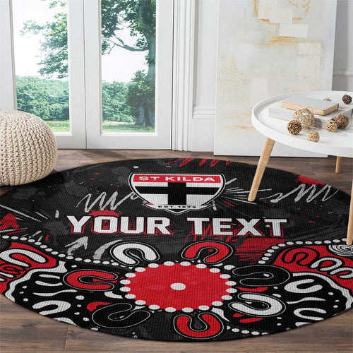 Personalized St Kilda Saints Round Carpet Aboriginal Dot Painting Graffiti Style