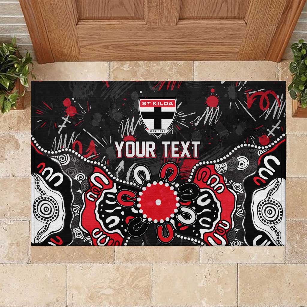Personalized St Kilda Saints Rubber Doormat Aboriginal Dot Painting Graffiti Style