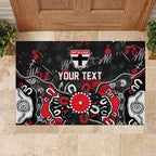 Personalized St Kilda Saints Rubber Doormat Aboriginal Dot Painting Graffiti Style