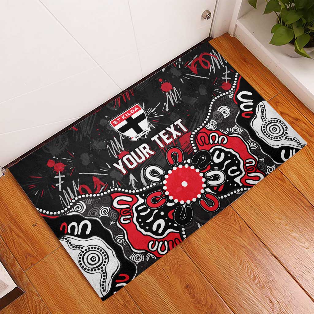 Personalized St Kilda Saints Rubber Doormat Aboriginal Dot Painting Graffiti Style