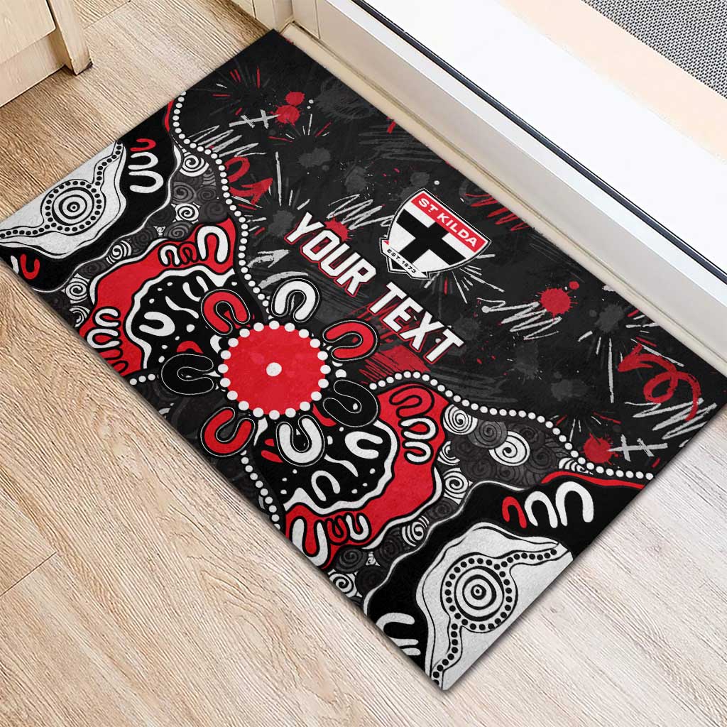 Personalized St Kilda Saints Rubber Doormat Aboriginal Dot Painting Graffiti Style