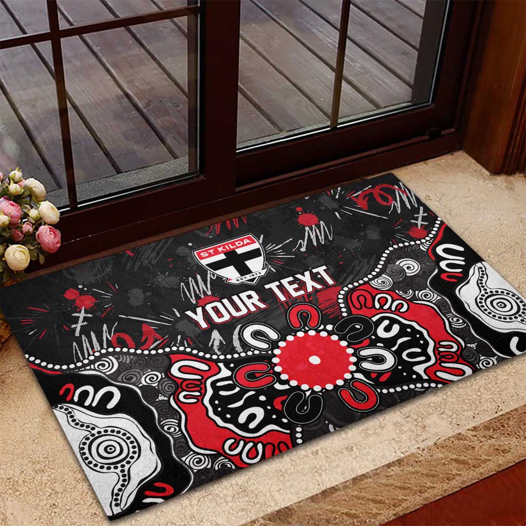Personalized St Kilda Saints Rubber Doormat Aboriginal Dot Painting Graffiti Style