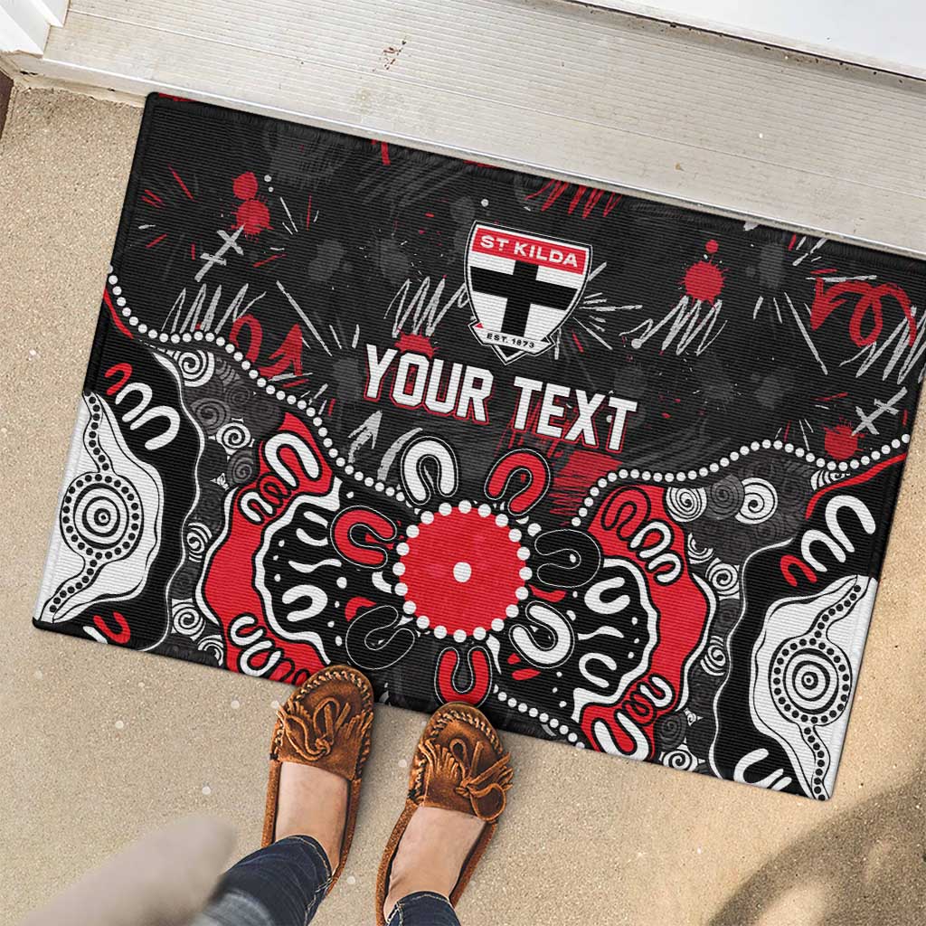 Personalized St Kilda Saints Rubber Doormat Aboriginal Dot Painting Graffiti Style