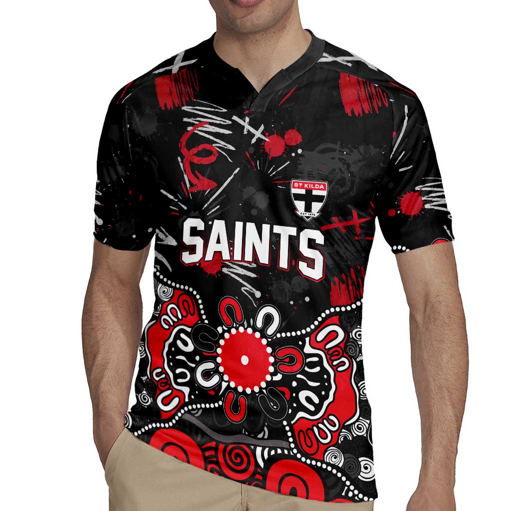 Personalized St Kilda Saints Rugby Jersey Aboriginal Dot Painting Graffiti Style