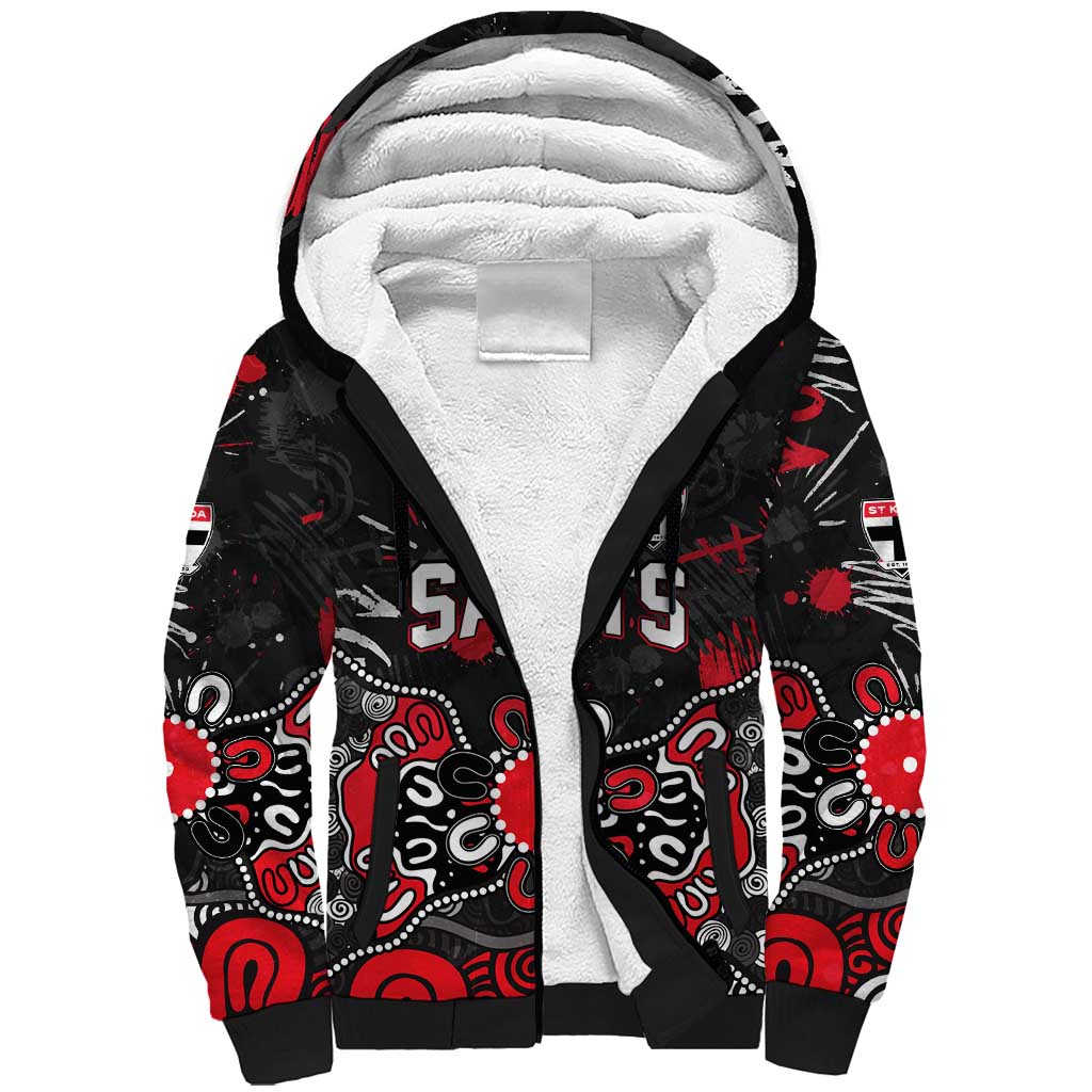 Personalized St Kilda Saints Sherpa Hoodie Aboriginal Dot Painting Graffiti Style